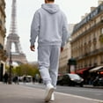 thumbnail image 4 of GrmtClth Sweatsuits Mens 2 Piece Novelty Solid Color Hoodie and Sweatpants Comfort Soft Long Sleeve Gym Jogging Suit Sets Light Gray XXXL, 4 of 5