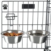 Stainless Steel Hanging Pet Bowls for Dogs and Cats- Cage, Kennel, and Crate Feeder Dish for Food and Water- Set of 2, 20 oz Each By PETMAKER