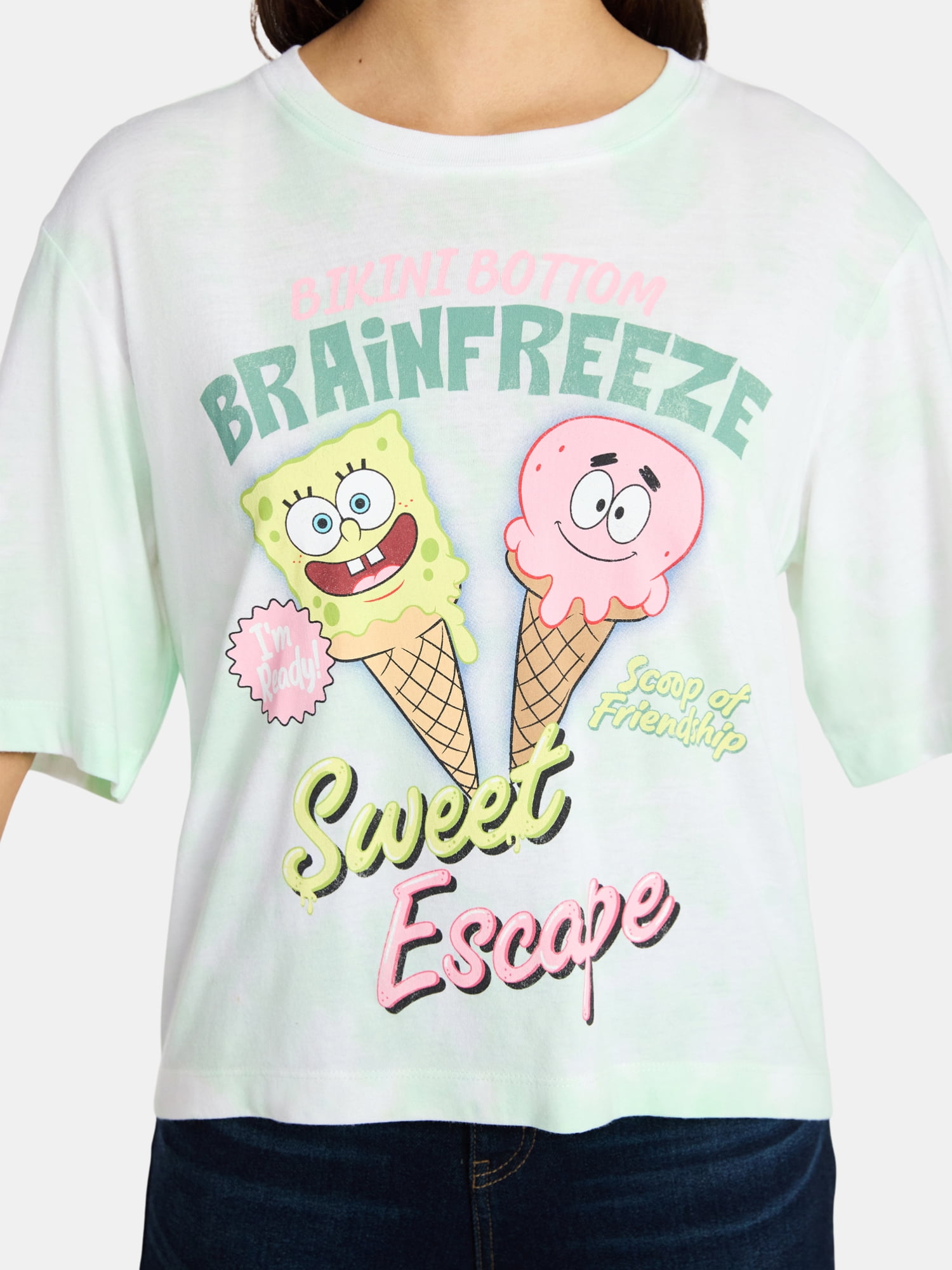 SpongeBob SquarePants Women's Ice Cream Skimmer Tee with Short Sleeves, XXS-XXL