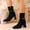 #217-Black, variant on Women's Square Toe Buckle Side Zipper Ankle Boots with Chunkys Mid Heel for Winter Comfortable Casual Fashion Boots with Faux Leather Upper and All-Day Walking Comfort