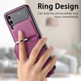 thumbnail image 5 of for Samsung Galaxy Z Flip 3 PU Leather Zipper Wallet Case, Cash Card Slots, Finger Ring Multi-Functional Kickstand Shockproof Phone Case Cover for Samsung Galaxy Z Flip 3 5G, Purple, 5 of 9