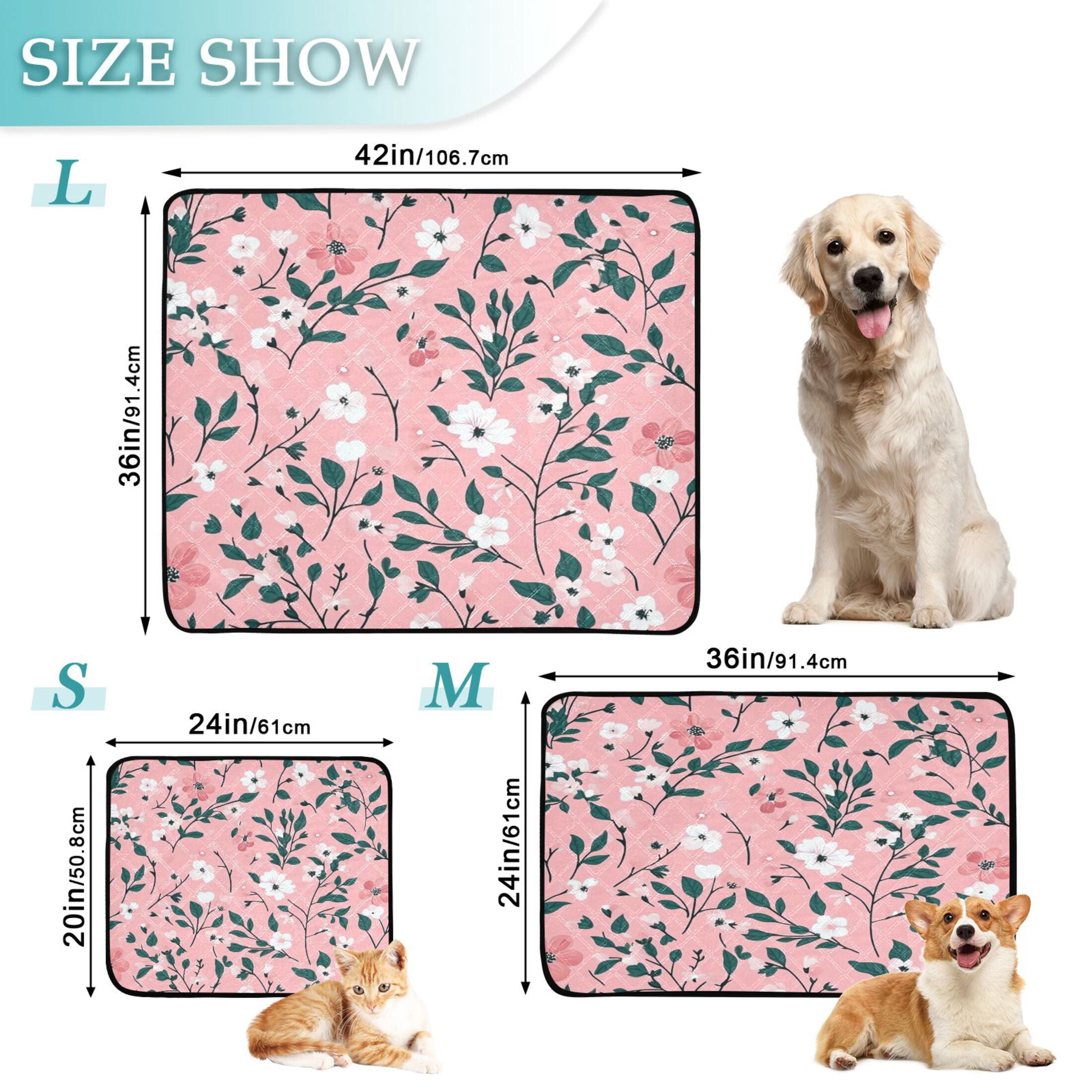 Washable Pet Pee Pads with Super Absorbent Reusable Training Pads for Dogs & Cats Pink Floral Pattern