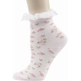 thumbnail image 4 of Women's Lace Ruffle Frilly Colorful Floral Cotton Casual Novelty Ankle Socks 5 Pairs, 4 of 9