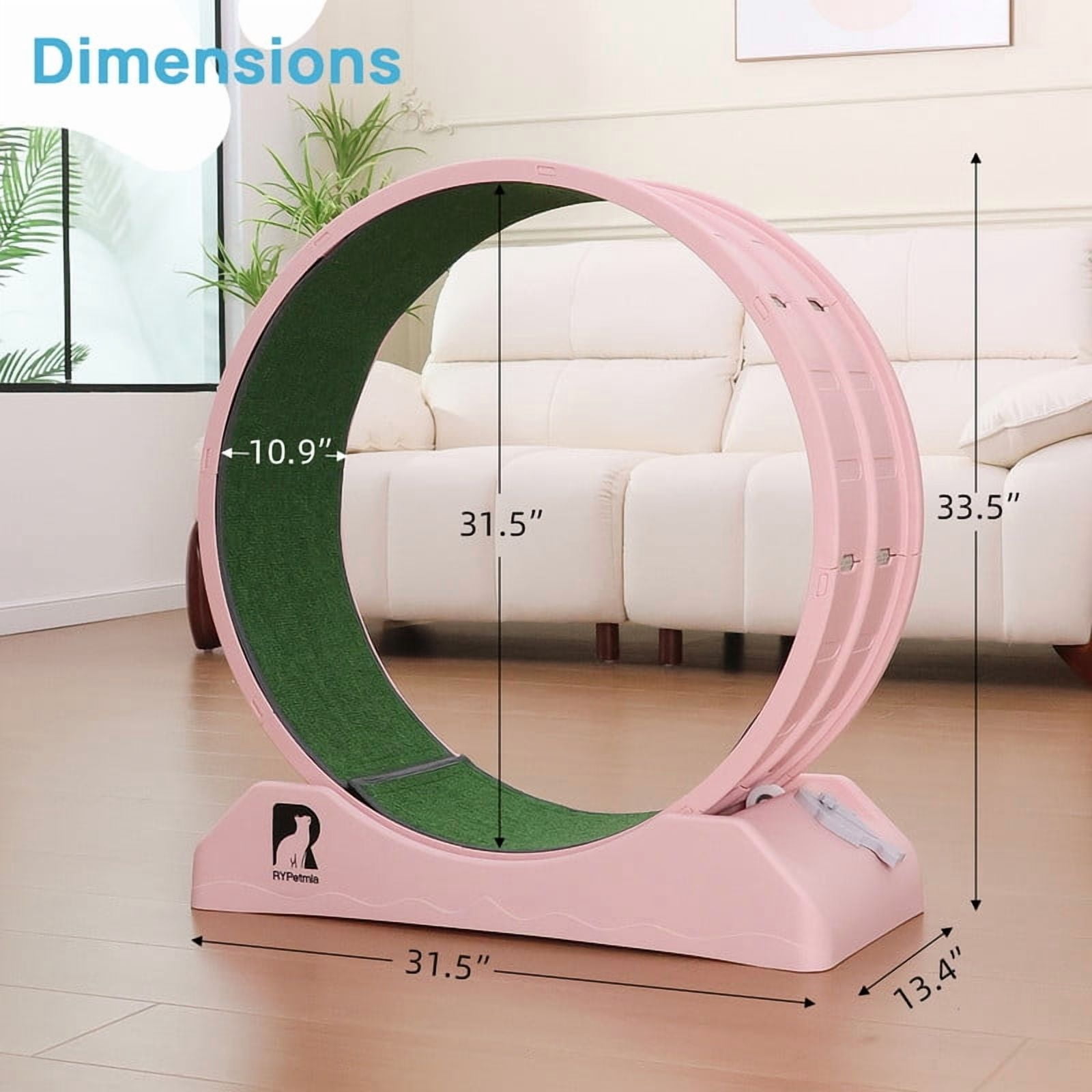 Cat Exerciser Wheel, 31.5 Inch Cat Toy Running Wheel Treadmill with Detachable Carpet for Indoor Cats, Plastic Wheel
