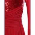 thumbnail image 7 of Doomiva Womens Lyrical Dance Dress Sequin Long Sleeve Tulle Flowy Maxi Long Dress Burgundy S, 7 of 7