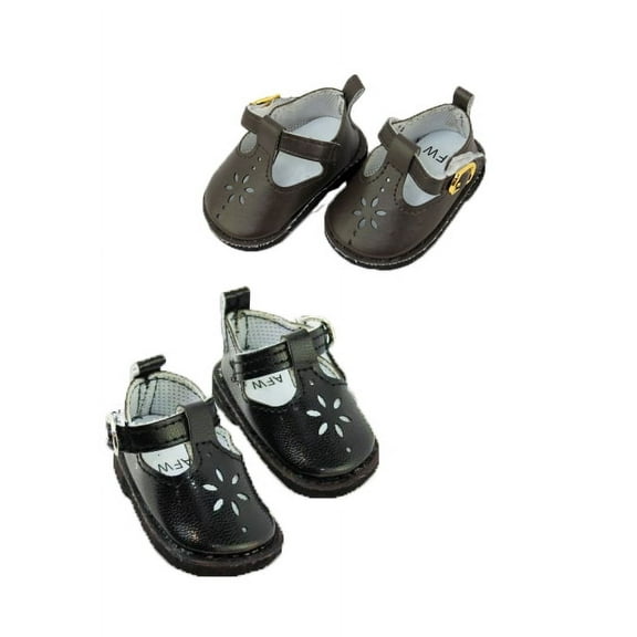 2 pack of Mary Janes with Buckles: Brown and Black For 18 Inch Doll