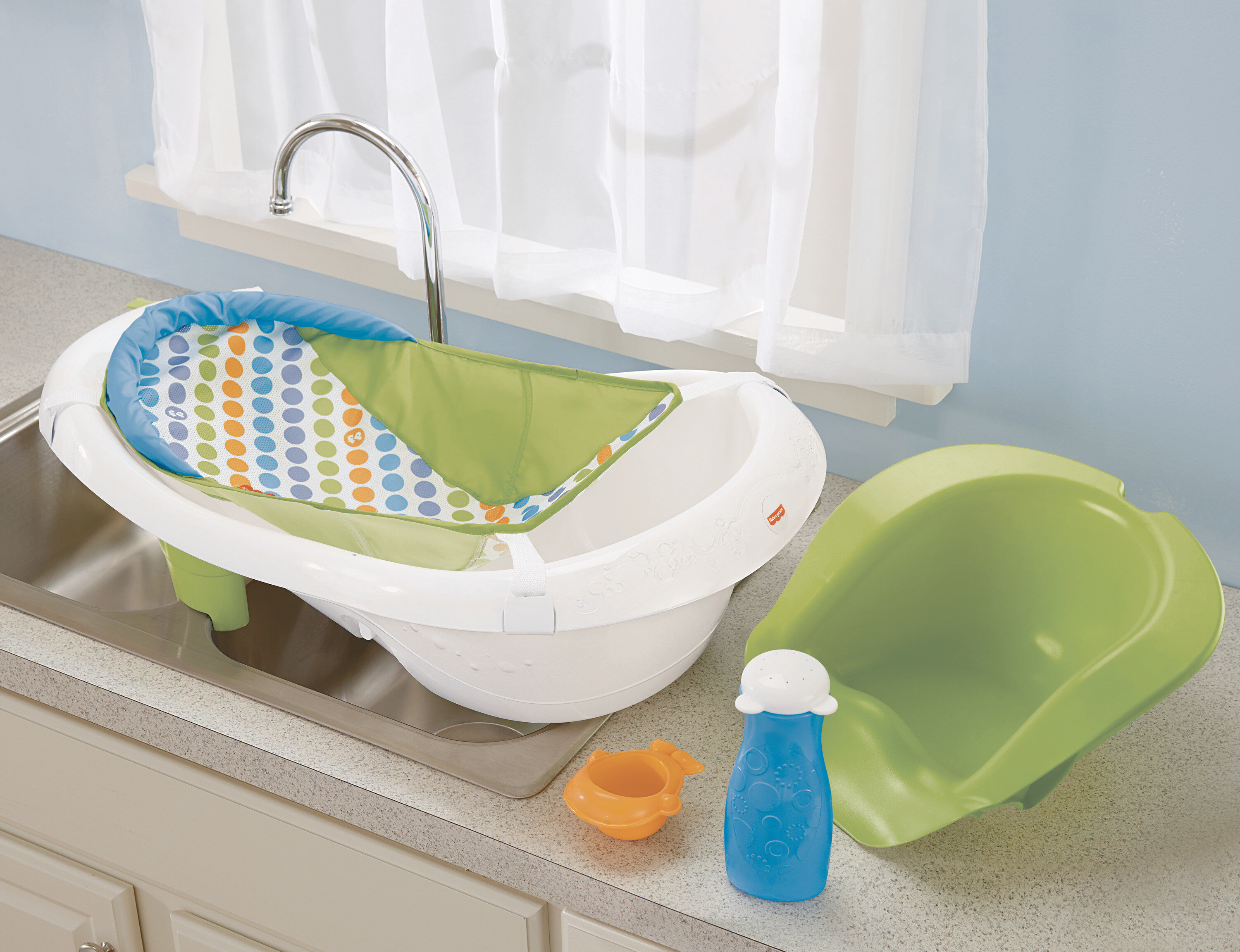 Fisher-Price 4-in-1 Sling ‘n Seat Tub Adjustable Baby Bath for Infant to Toddler with 2 Toys, Unisex - image 4 of 7