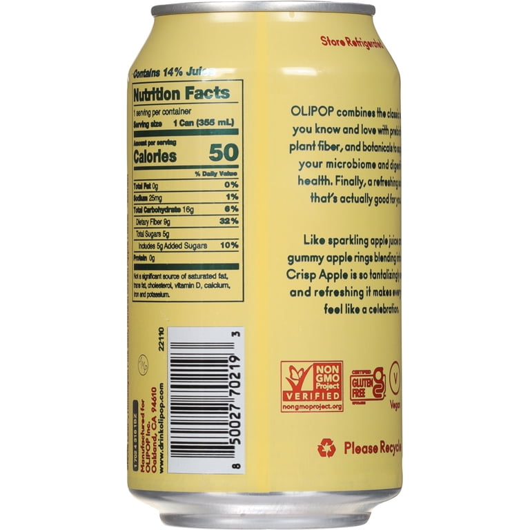 Olipop Crisp Apple Prebiotic Soda, 12 fl oz, 12 Pack photo 6