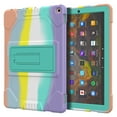 thumbnail image 5 of Kids Case for Amazon Fire 10 Pro/10 Plus/HD 10 Tablet(11th Generation, 2021 Release) - Heavy Duty Durable Shockproof Case with Foldable Kickstand Rugged Silicone EVA Cover,Rainbow Green, 5 of 6