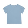 thumbnail image 4 of YOUYEDIAN Girls' Summer Cotton Linen T Shirts Crewneck Petal Short Sleeve Cute Casual Tops (Blue, 9-10 Years), 4 of 4