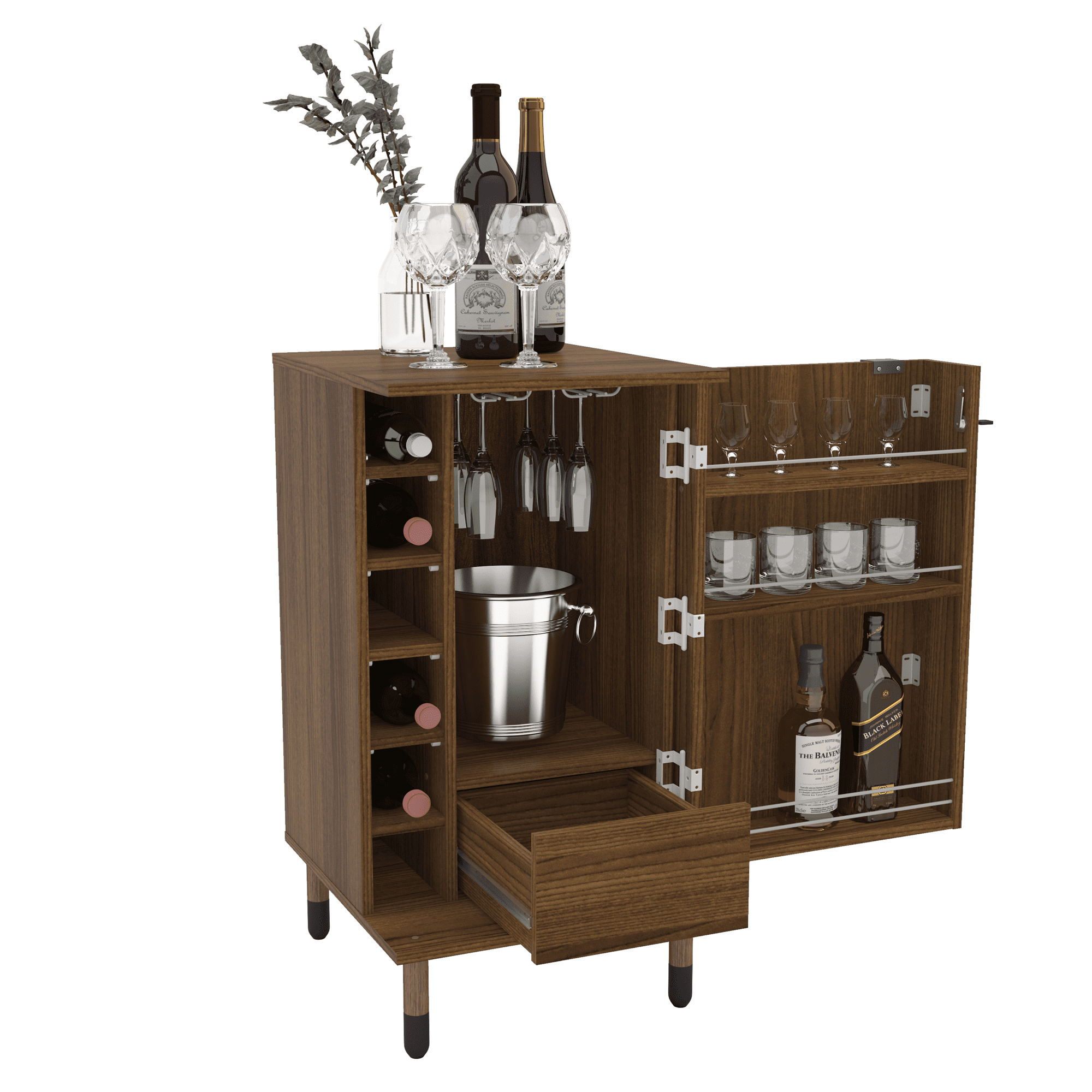 Boahaus expandable bar cabinet cheap with wine storage