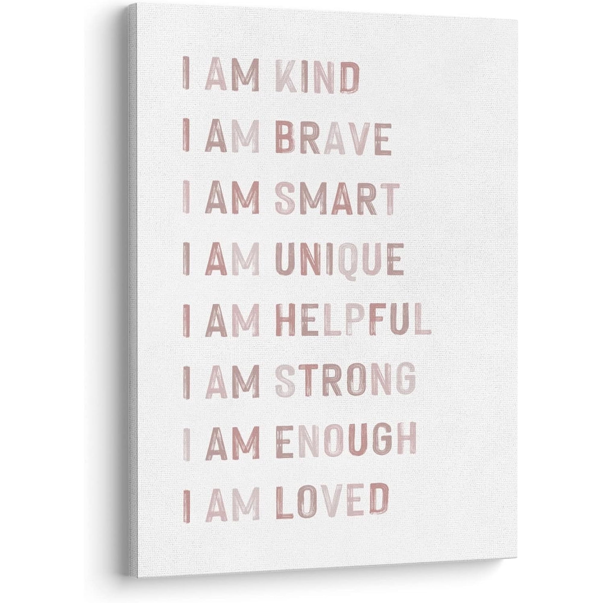 I Am Kind I Am Brave I Am Smart Affirmations Inspirational Quotes Wall Art Canvas Prints,Boho Neutral Colors Wall Art Decor for Home Bedroom Girls Room Nursery Playroom, 11 x 14 Inch, Framed