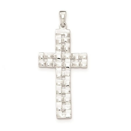 925 Sterling Silver Weave Cross Polished Charm Pendant