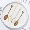 thumbnail image 3 of JANGSLNG Coffee Spoon Vintage Engraved Flower Pattern Faux Crystal Top Long Handle Food Grade Tableware Zinc Alloy Ice Cream Dessert Scoop Scooper Kitchen Supplies, 3 of 7