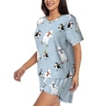 thumbnail image 2 of Daiia Skiing penguin Bear Pattern Womens Pajama Sets Short Sleeve Pajamas for Women Sets Soft Lounge Sets Casual Round Neck Sleepwear PJS-4X-Large, 2 of 7
