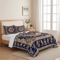 thumbnail image 5 of Twin Quilt Set 68''x86'', Navy Blue Boho Lightweight Bedspread Coverlet Set with 2 Pillow Shams, Contemporary Abstract Ethnic Vintage Geometric Breathable All Season Quilt Bedding for Dorm/Bedroom, 5 of 9