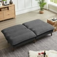 thumbnail image 3 of Pingliang Home 72" Futon Convertible Sofa Bed,Modern Linen Loveseat Sleeper Sofa Couch for Living Room Apartment Dorm Bedroom Office Studio,Dark Gray, 3 of 10
