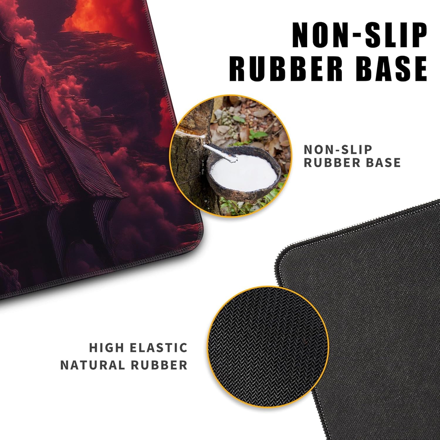 Mouse Pad Gaming Red Moon Desk Pad Mat Extra Large Mousepad (31.5x11.8 in), Home Office Decor Stitched Edges Smooth Surface Non-Slip Bottom