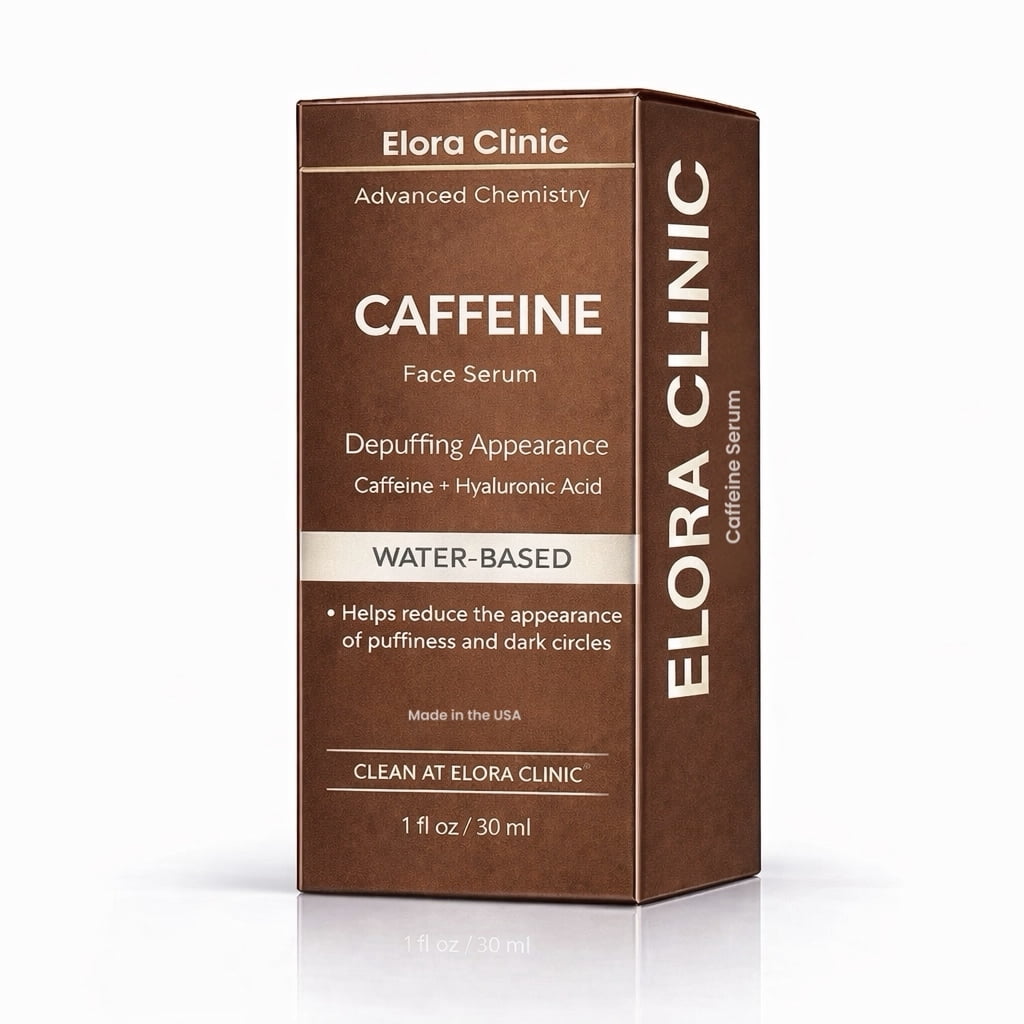 Elora Clinic caffeine face serum - water-based caffeine for puffy eyes  - Hyaluronic acid and  caffeine for under eyes  - caffeine serum for dark circles