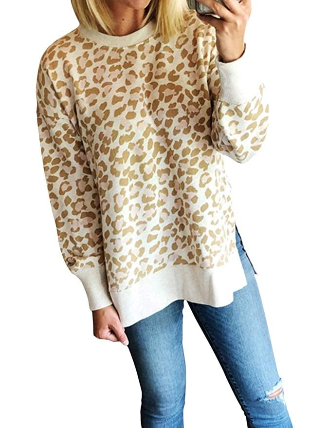 Women's Leopard Print Sweatshirt Casual Long Sleeve Side Slit Pullover Top | Walmart Canada Women's Leopard Print Sweatshirt Casual Long Sleeve Side Slit Pullover Top | Walmart Canada