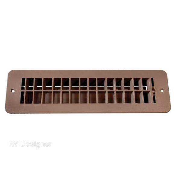 RV Designer Heating/Cooling Register H860 Heating/Cooling Register; Floor Mount; Rectangular; 12 Inch x 3-1/2 Inch Overall Dimension; 10 Inch x 2-3/8 Inch Cut Out Dimension; With Damper; Tan