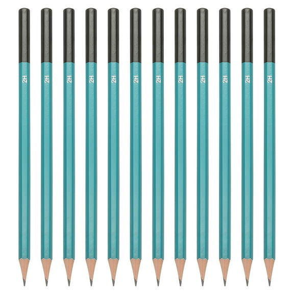 Uxcell 2H Drawing Pencils for Sketching, 12PCS Sketch Pencils for Drawing Art Pencils Graphite Wood Pre-sharpened for Drawing Sketching Artist, Hexagonal, Black Refill, Green/Black Pole