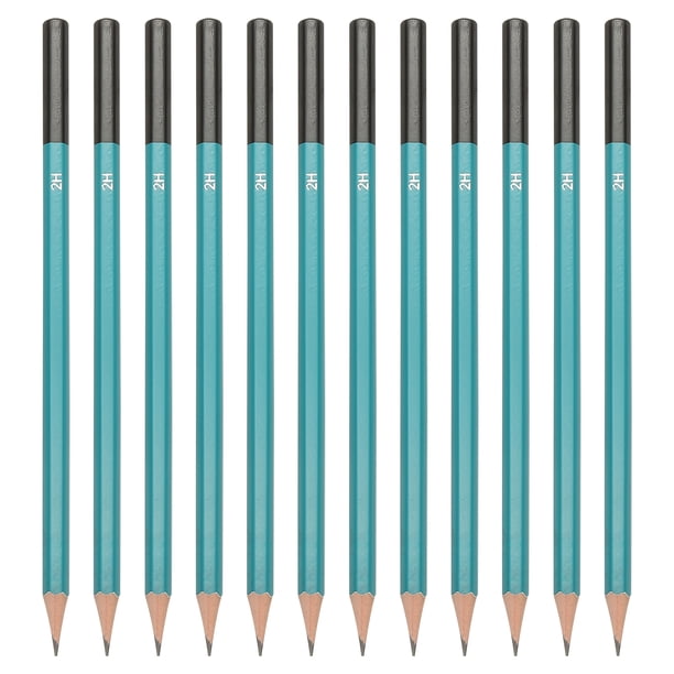 Lápices de dibujo 2H Uxcell para esbozar, 12PCS lápices de boceto para lápices de arte de grafito de madera pre-afilados para dibujo, esbozo, artista, hexagonal, recarga negra, palo verde/negro