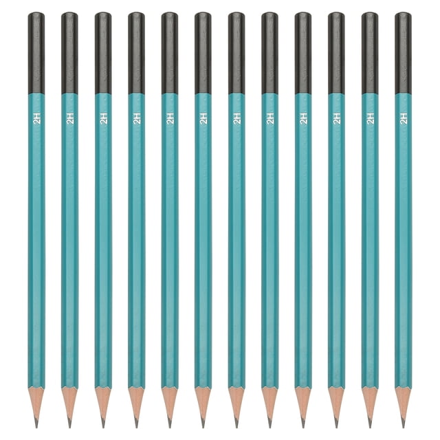 Uxcell 2H Drawing Pencils for Sketching, 12PCS Sketch Pencils for Drawing Art Pencils Graphite Wood Pre-sharpened for Drawing Sketching Artist, Hexagonal, Black Refill, Green/Black Pole