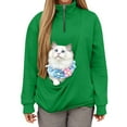 thumbnail image 3 of Shadoumai Cat Pouch Hoodie for Women Half Zip Kangaroo Pocket Dog Pouch Sweatshirts Pet Carrier Pullover Animal Holder Long Sleeve Tops, 3 of 9