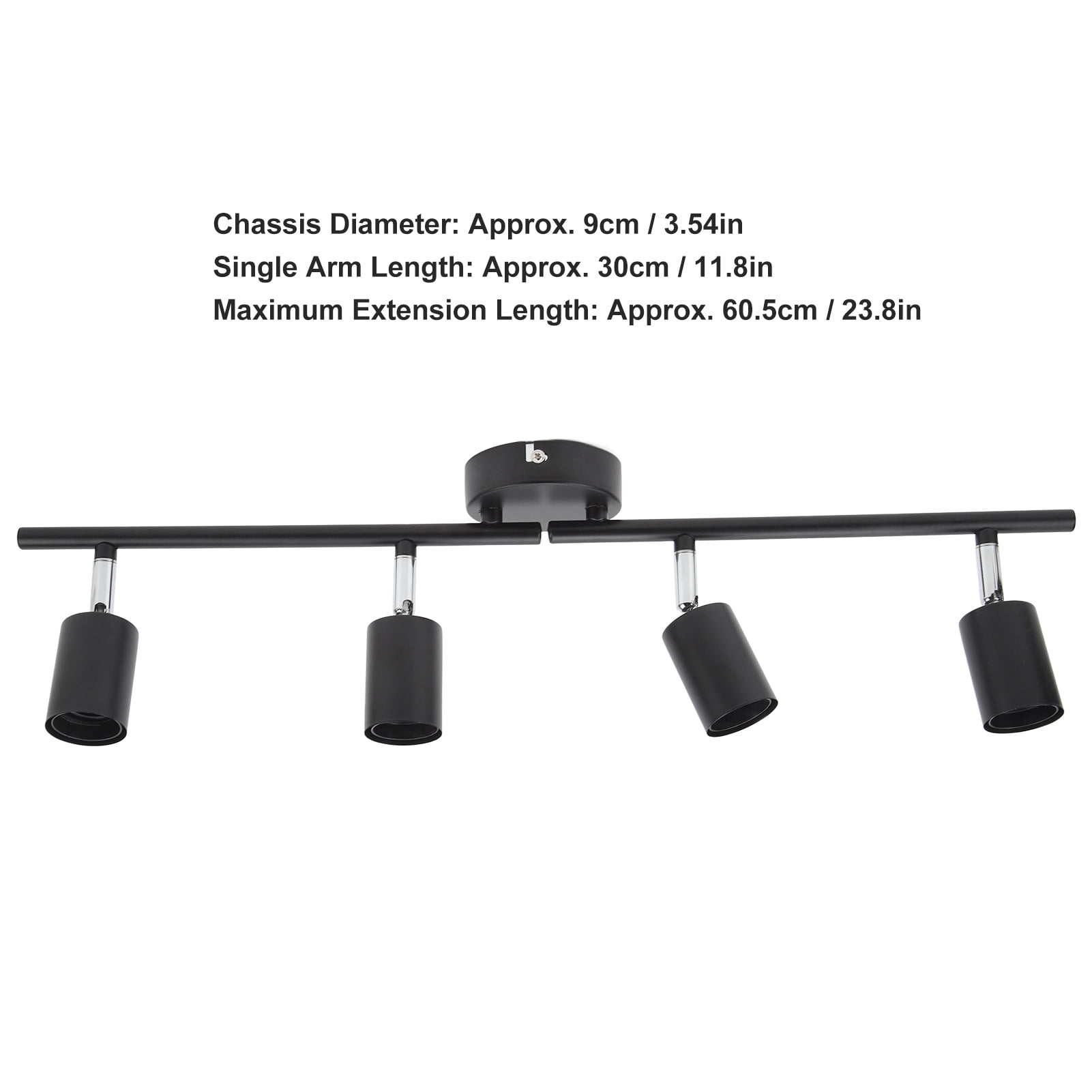 Adjustable LED Track Lighting Kit, 4 Head 85,265V Matte Black Ceiling Lights, E27 Bulbs