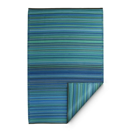 Fab Habitat Handmade Cancun Indoor/Outdoor Rug, Turquoise & Moss Green, (5' x 8') (india)