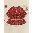 thumbnail image 3 of Suealasg Little Girls Christmas Clothes 1T 2T 3T 4T 5T 6T Kids Girls Long Sleeve Plaid Lace A-line Princess Dress Christmas Holiday-themed Party Dress for Toddler Girls, 3 of 7