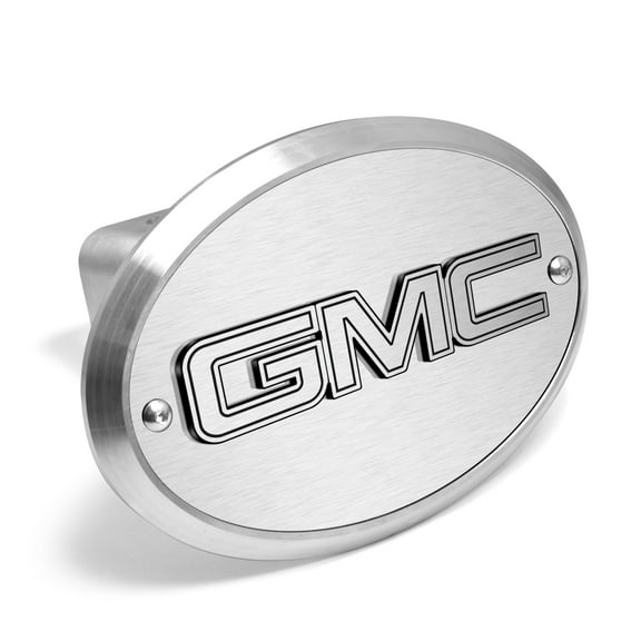 GMC 3D Logo on Brushed Oval Billet Aluminum 2 inch Tow Hitch Cover