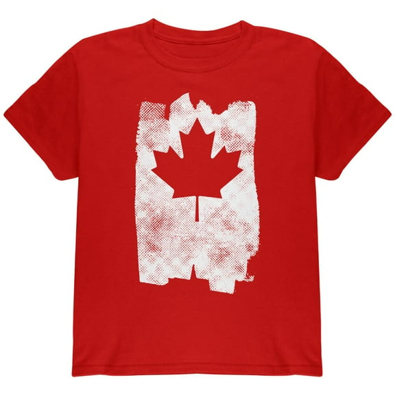 Graffiti Maple Leaf Canadian Flag Youth T Shirt Red YXL