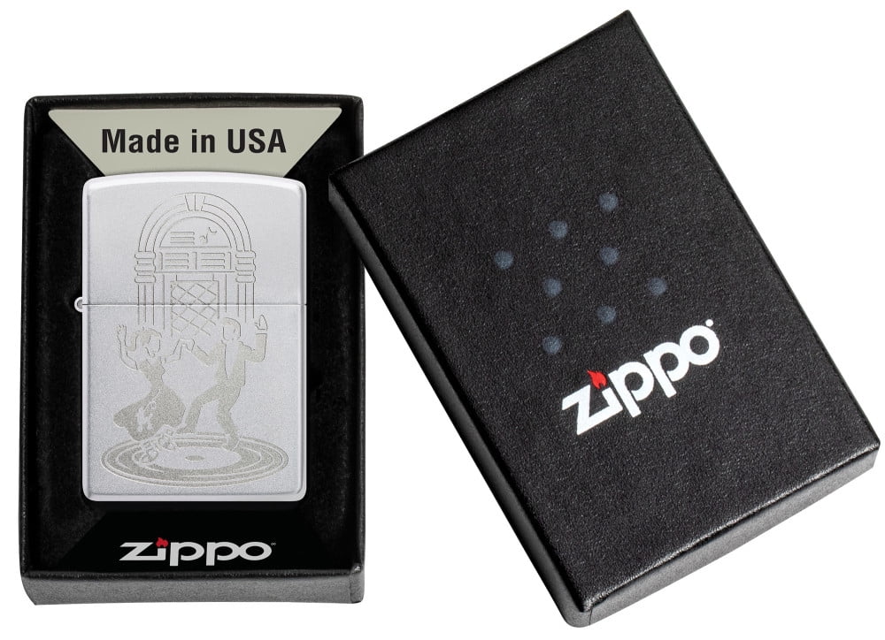 Zippo Lighter: Swing Dancing Couple, Engraved - Satin Chrome 48728