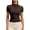 Brown, variant on Women's Yoga Workout Jacket Full Zip Short Sleeve Stand Collar Athletic Shirts Slim Fit Sun Protection Shirts for Outdoor Activities Brown