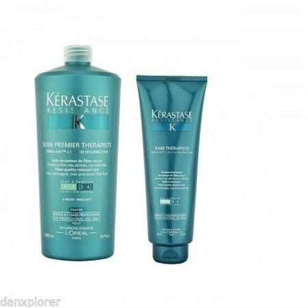 Kerastase Kerastase Resistance Bain Therapiste Shampoo 15 Oz 1 Pc Kerastase Resistance Soin Premier Therapiste Conditioner 34 Oz 1 Pc Walmart Com Walmart Com