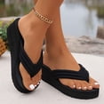 thumbnail image 6 of HNMKIU Platform Flip Flops Women Bohemian Toe Post Thick Sole Heel Casual Beach Stylish Heel Design Summer Comfort Comfy Slippers for Women Z01_Black,8.5, 6 of 8