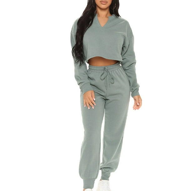 jovati Two Piece Sets for Women Women Casual Solid Color Clothes