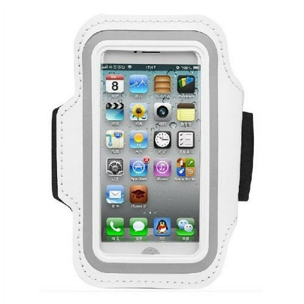 White Armband Sports Gym Workout Cover Case Arm Strap Jogging Band Q6M for Alcatel A382G iPod Touch 5 iPhone SE 5S 5C 5 HTC G2 Arrive Rhyme Radar Wildfire One