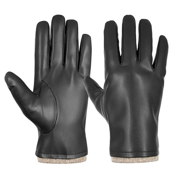 UJNDER Versatile Windproof and Thick Cold Leather Gloves for Male and Female 2025 Autumn and Winter Solid Color Handwear Black