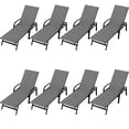 thumbnail image 1 of Chaises de Patio Chaises Longues d'Extérieur Ensemble de 8 - Inclinaison Réglable, Textilène Gris, Dossier à 5 Positions pour Bord de Piscine, Jardin (Lot de 8), 1 of 6