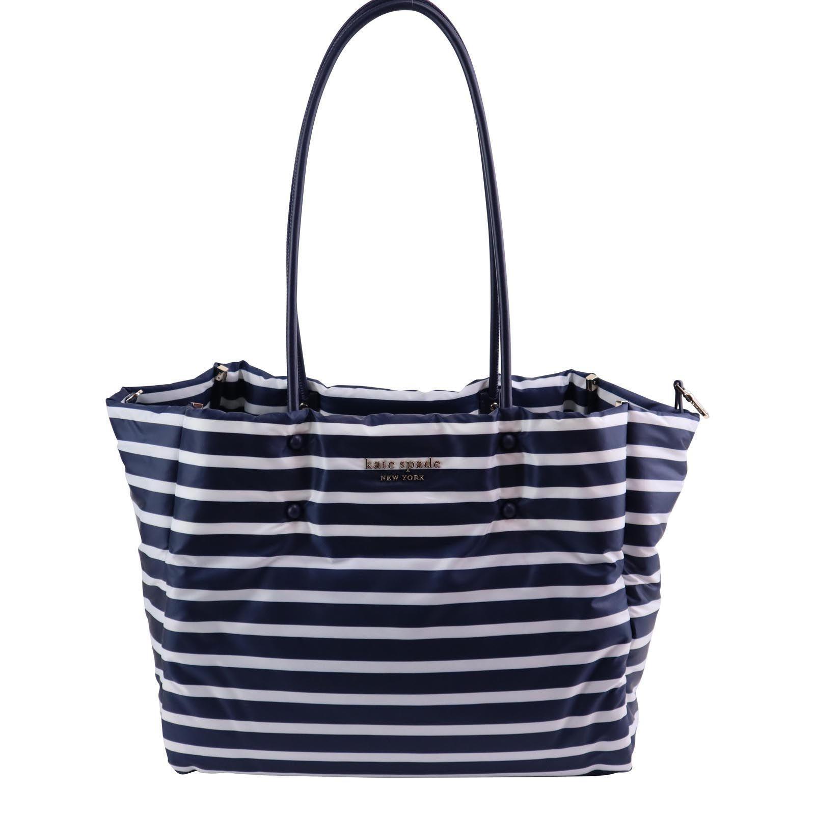NWT Kate Spade EVERYTHING PUFFY STRIPE Large Tote Navy Stripe