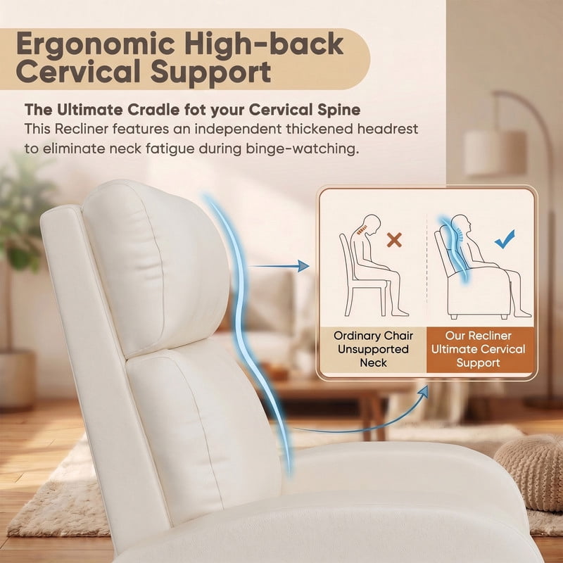 Vineego Massage PU Leather Recliner Adjustable Home Theater Seating Chair with Lumbar Support for Living Room,PU Beige