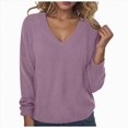 thumbnail image 1 of Splozh Fall Sweaters for Women Oversized Sweatshirt Vintage Long Sleeve Pullover Half Clothing Light Purple,M, 1 of 1