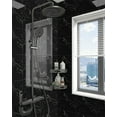 thumbnail image 5 of Duslogis 12pcs Peel and Paste Tile Shower Waterproof Marble Tiles Wall Panels, 11.8"x11.8" Self-Adhesive Backsplash Tile, PET Wall Panels Shower Tiles for Home Bathroom, Living Room (Black), 5 of 7