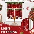 thumbnail image 4 of Christmas Red Kitchen Window Curtains and Valances Set 36 Inch, Village Winter Snowflake Pine Balls Short Tier Curtain for Cafe Living Room Bathroom, Xmas 3 Pieces Set Kitchen Decor, 4 of 7