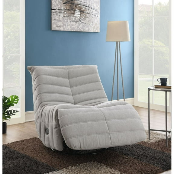 32" Recliner Chair, Swivel Rocking Chair, Nursery Glider with High Back, Comfy Upholstered Modern Single Sofa for Living Room, Gray
