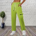 thumbnail image 6 of Audhol Cargo Pants, Women's Autumn and Winter Fashion Plus Size Casual Sports Pants Drawstring Cargo Pants for Women Light Green 3XL, 6 of 8