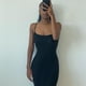thumbnail image 3 of Vestido de tirantes negro para mujer, vestido ajustado sexy sin mangas, vestido de fiesta, vestido informal ajustado para casa, 3 of 5
